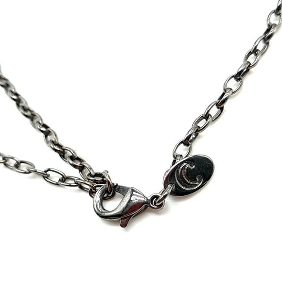 Charming Charlie Black Stone Bib Necklace On Black Gunmetal Chain - Picture 7 of 13